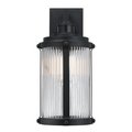 Westinghouse Fixture Wall Outdoor 60W Motion Snsr Armin, Textured Black Clear Ribbed Glass 6120600